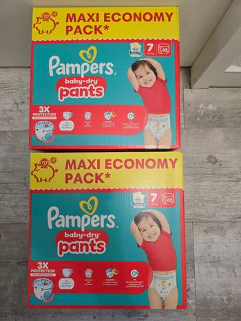 🍼 Pampers Baby-Dry – Taille 7 (+15 kg) – Lot 2x62 couches – Neuf
