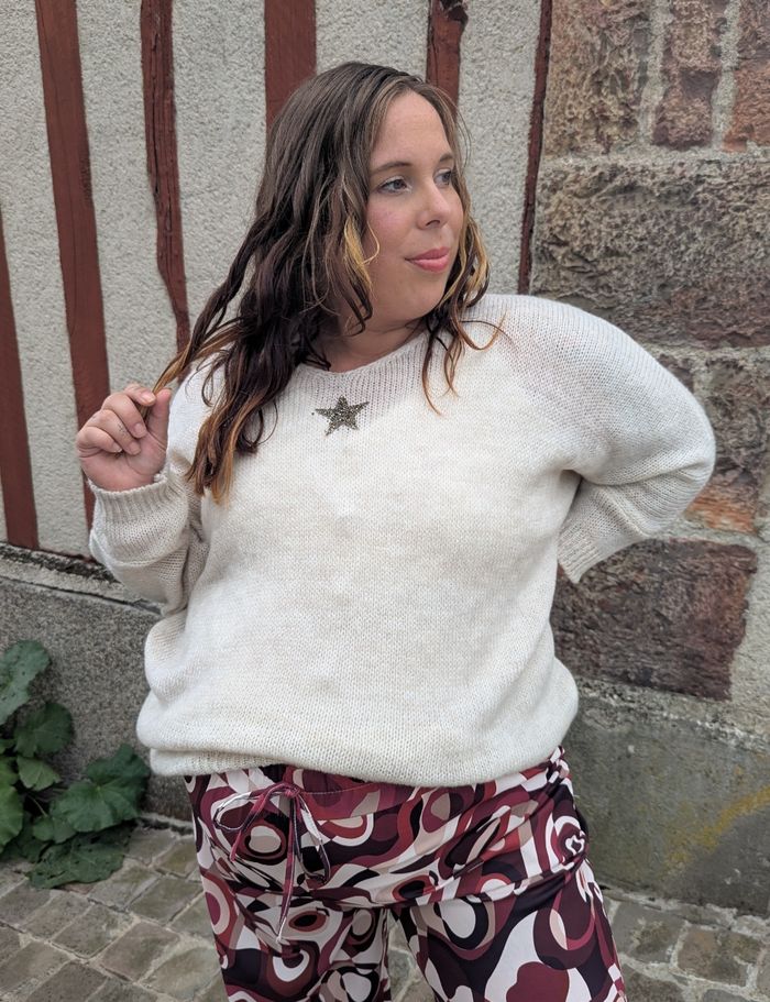 Pull oversize Oslo beige col en V
TU