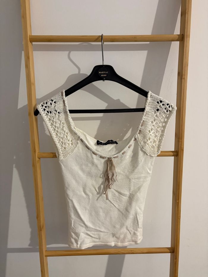 Débardeur Crop Top Carlopik Côtelé Rose Patchwork Taille M