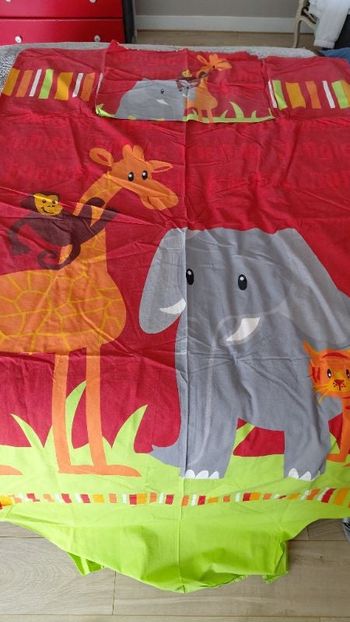 Housse de couette 1 personne réversible jungle clémentine et Benjamin 100% coton