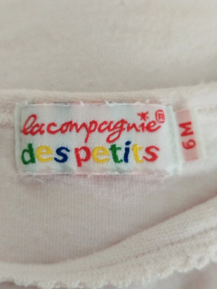 Tee-shirt manches courtes rose thème lapin La Compagnie des petits taille 6 mois - photo numéro 3