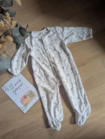 Pyjama velours chat blanc Vertbaudet 12 mois