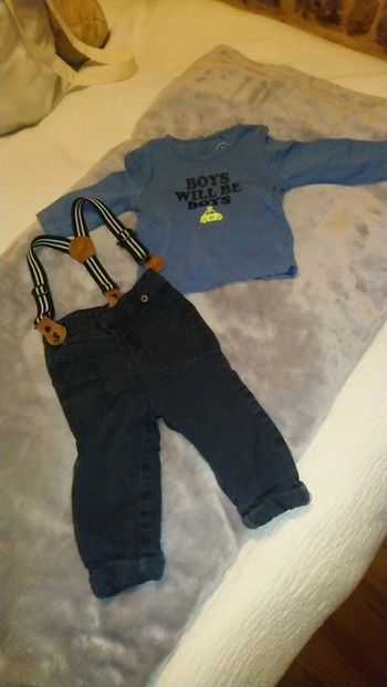 Jolie salopette doublée Orchestra avec bretelles taille 6 mois