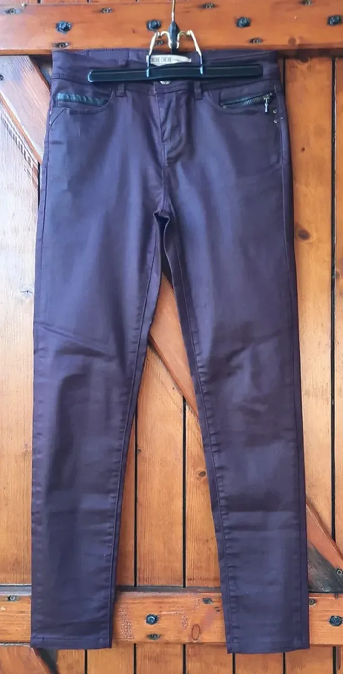 Jean prune enduit, Cache Cache, taille S/36 - photo numéro 2