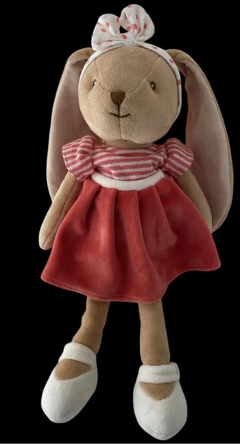 ❤️B5744 PARFAIT ÉTAT Doudou Peluche BUKOWSKI Lapin Beige Marron Robe