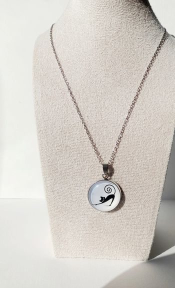 Chaîne chat noir espiègle