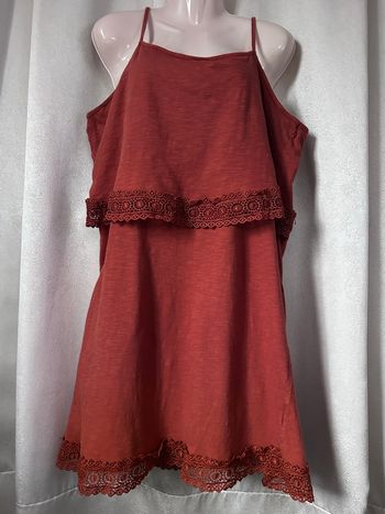 Robe bain de soleil brique avec dentelle XL Kiabi