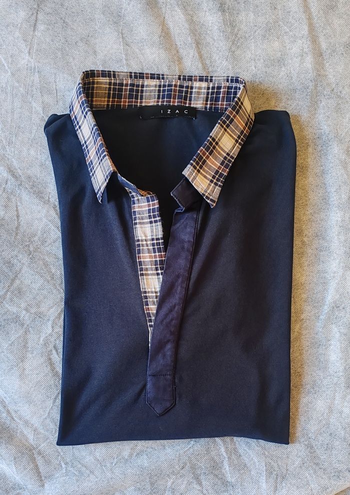 Tee shirt bleu marine manche longue Izac Taille S - photo numéro 3