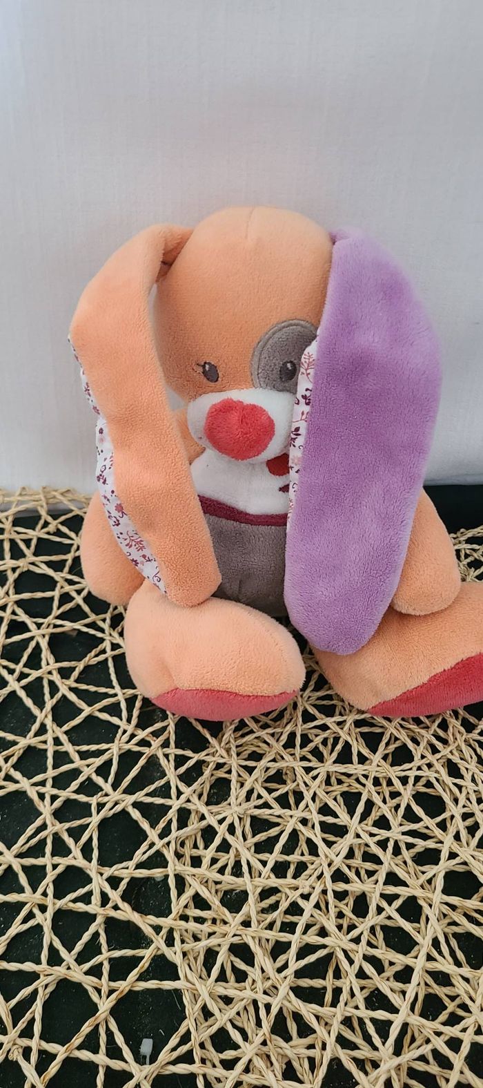 Peluche lapin TEX BABY Carrefour orange violet - photo numéro 4