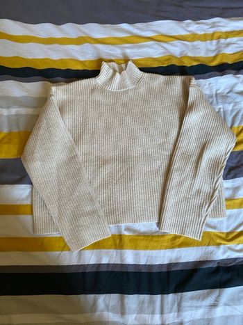 Pull col rouler beige