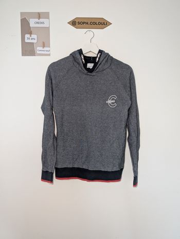 Pull fin à capuche bleu chiné Creeks 16ans