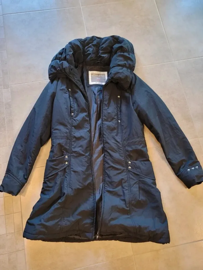 Manteau doudoune femme nor grand col col large noir.kiabi taille 34 taille 36