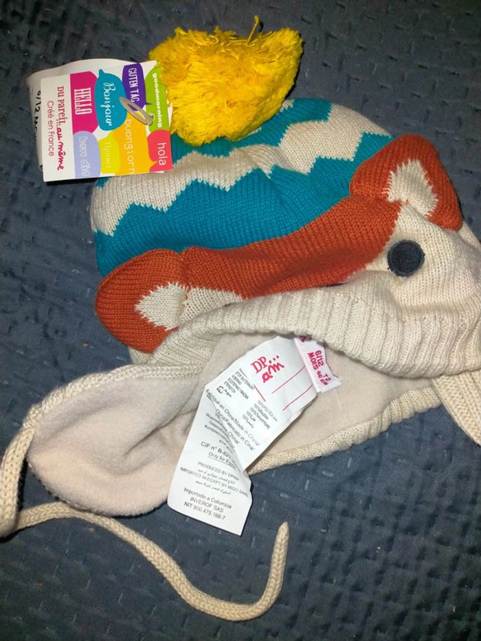 Bonnet renard a ponpom neuf du pareil au même dpam 6-12 mois - photo numéro 3