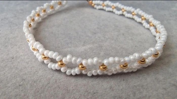 Bracelet thème mariage blanc et doré - photo numéro 3