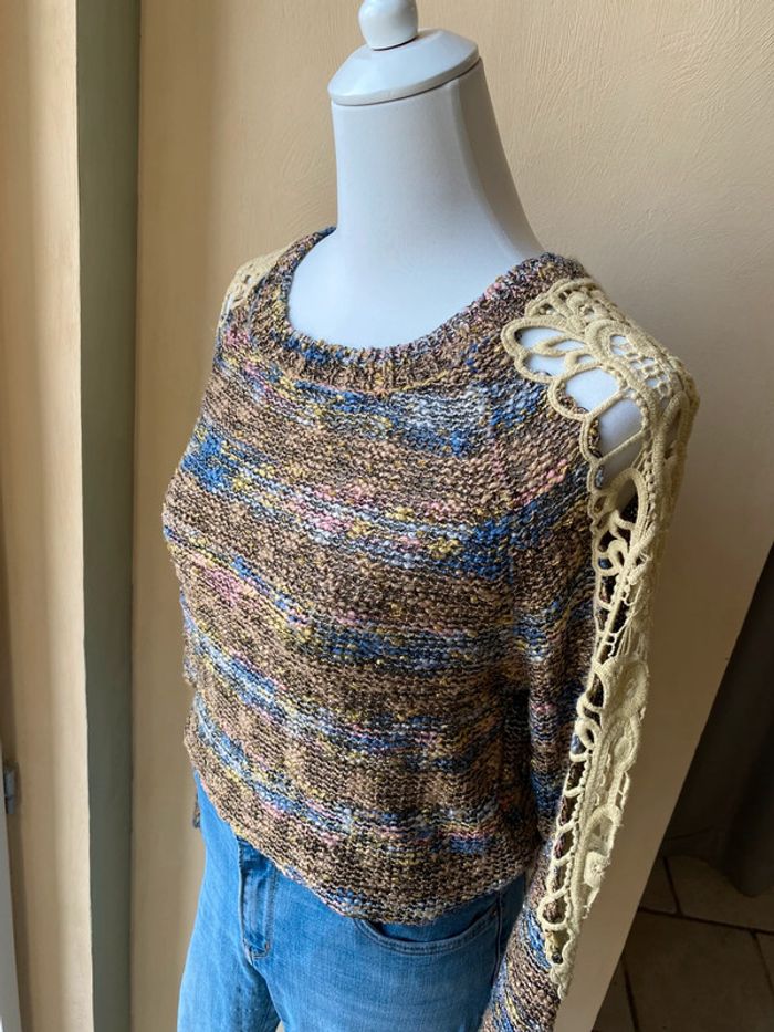 Pull moucheté épaules ajourées dentelle Ciao Milano M