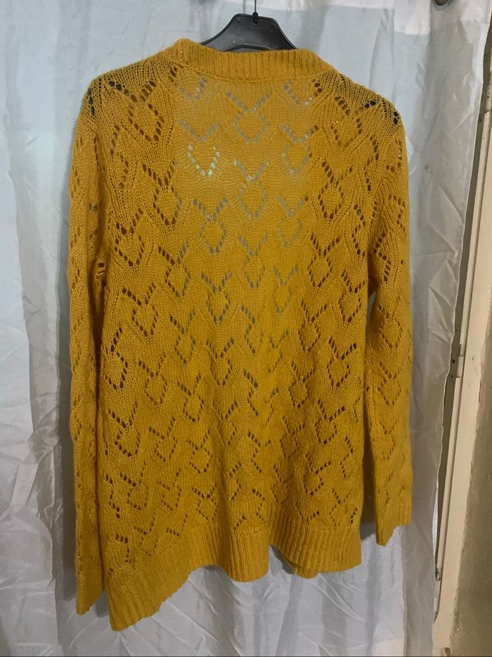 Veste longue moutarde crochet taille 42 très bon état - photo numéro 3