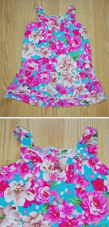Robe d'été fleurie turquoise et fuchsia Knot So Bad - 6 mois (68 cm)