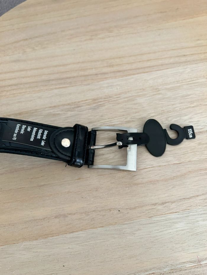 Ceinture en cuir noir taille 105 cm - photo numéro 3