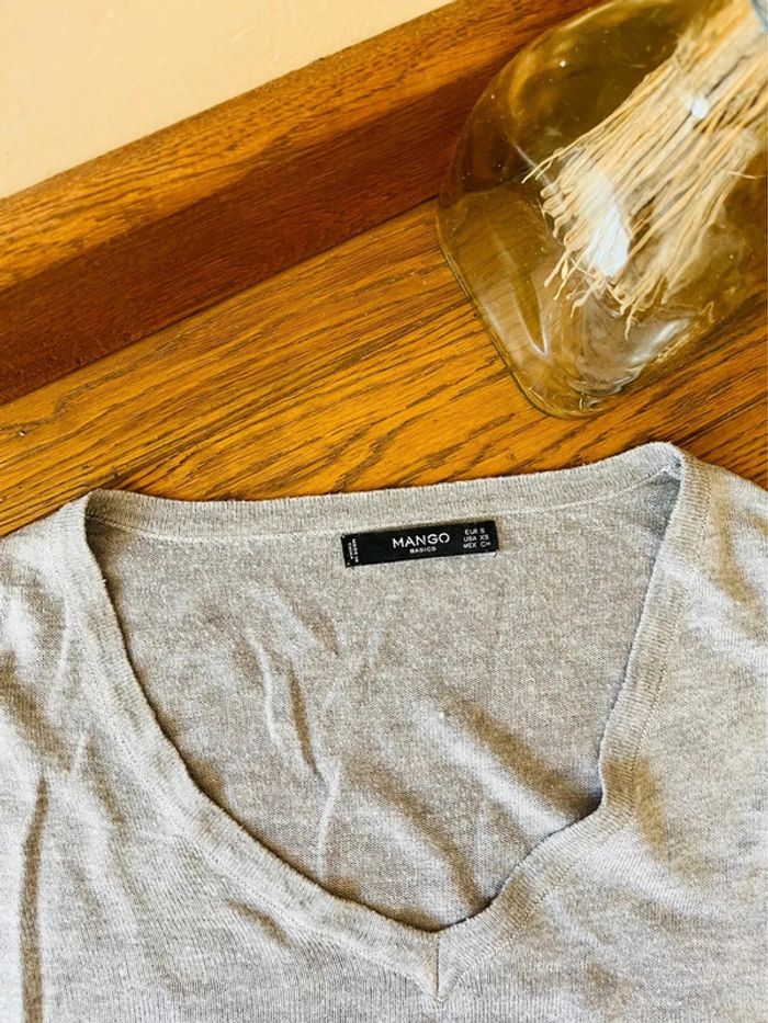 Sublime pull gris mango taille XS décolleté en V