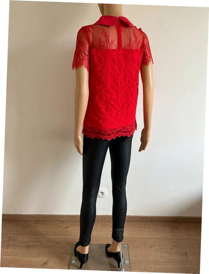 Haut rouge en dentelle à manches courtes Morgan taille S jamais porté - photo numéro 10