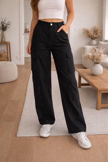 Pantalon à poches noir large 