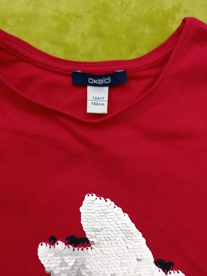 Tee-shirt ML rose Okaïdi a sequins taille 12 ans - photo numéro 4