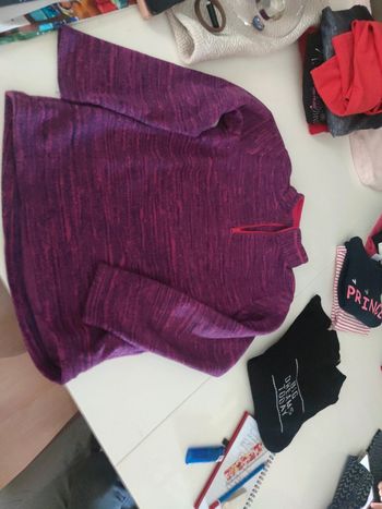 Polaire Decathlon zip col violet chiné