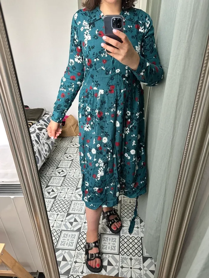 Robe longue fleurie en lin - photo numéro 2