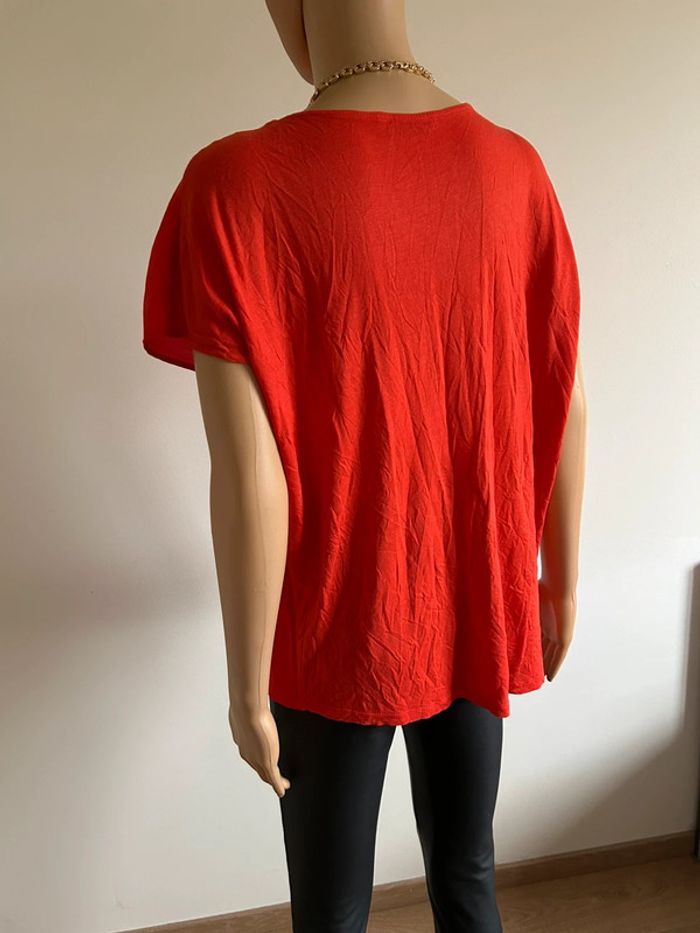 Blouse rouge orangée à manches courtes Mango taille M comme neuve - photo numéro 8