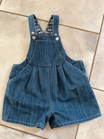 Salopette short en jean bébé fille Obaïdi taille 18 mois / 80cm