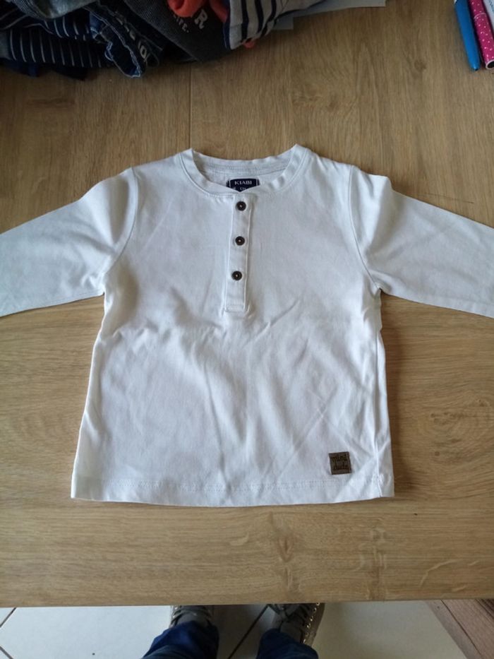 T-shirt manche longue blanc T.12mois