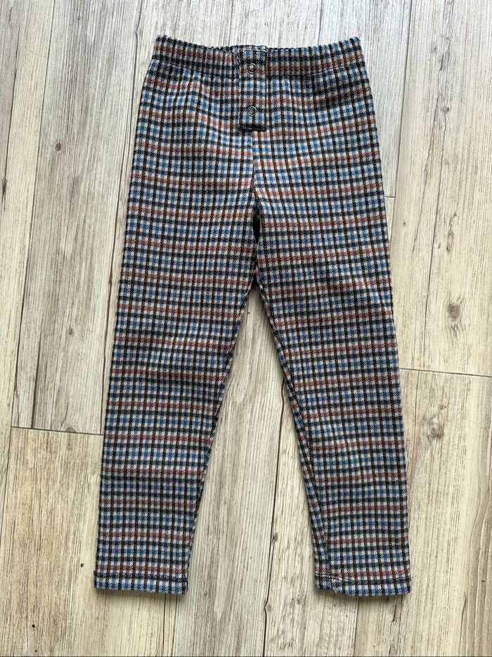 Legging à carreaux marron et bleu Zara 3/4 ans fille