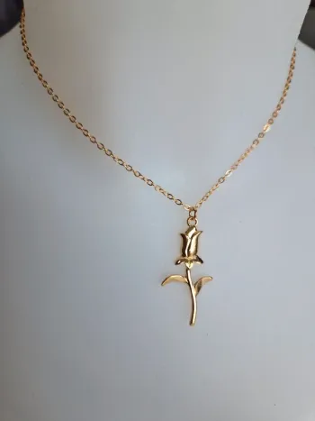 Collier fantaisie doré fleur tulipe