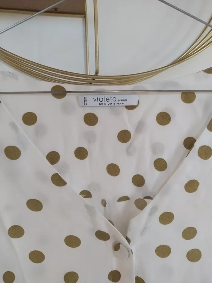 Chemise à pois marrons Violeta by Mango - photo numéro 3