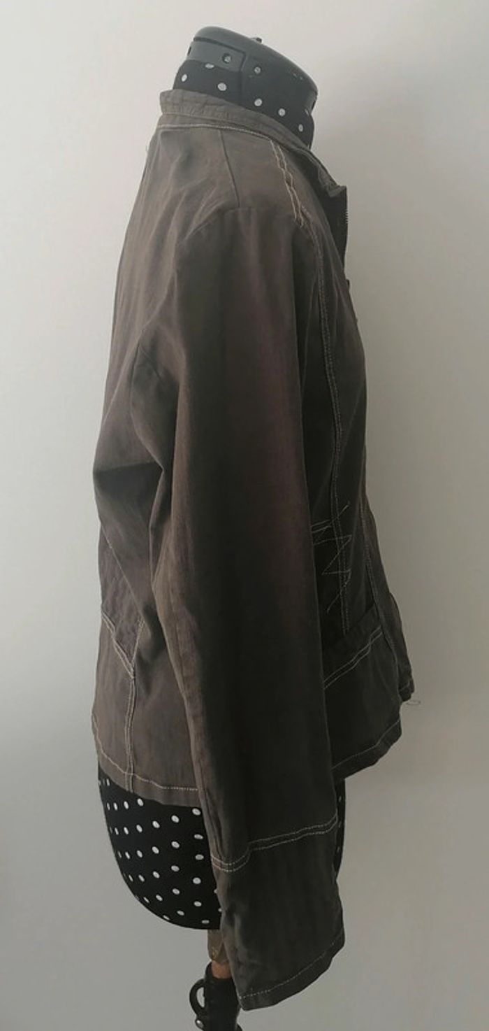 Veste / blazer en jean kaki Taille 44 XXL Jacqueline RIU - photo numéro 5