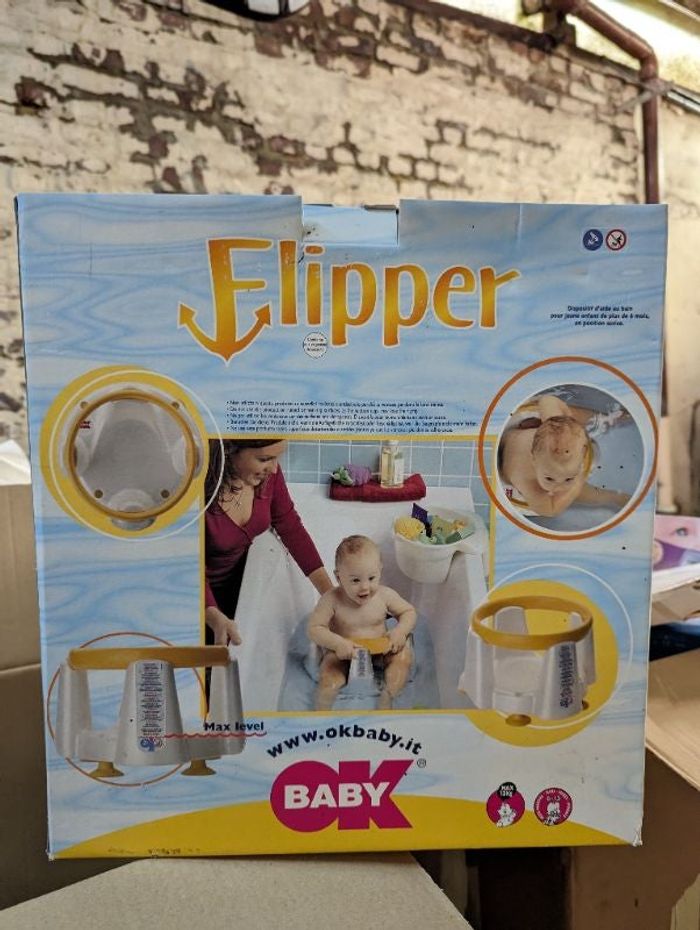 Anneau siège de bain Flipper Evolution. Marque Ok Baby. NEUF EMBALLE