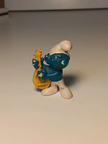 Figurine vintage Schtroumpf mandoline peyo W.germany