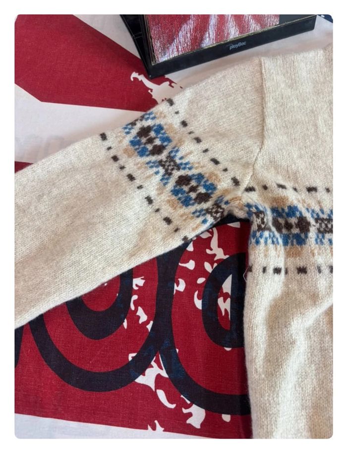 Pull Thomas Burberry xs beige motif brodé - photo numéro 6