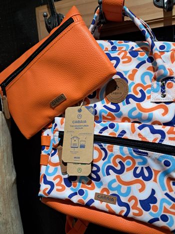 Sac à dos Cabaia taille S blanc motifs corail  🍃