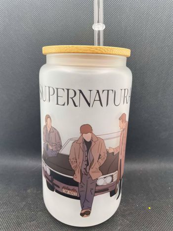 Gobelet en verre givré avec paille Supernatural / Dean winchester / Sam winchester