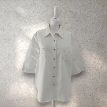 Veste chemise en jean manches courtes blanche XXXL