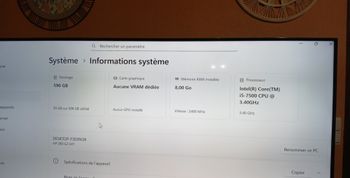 tour pc hp i5 7500 4 coeur4 tete 8go ram ddr4