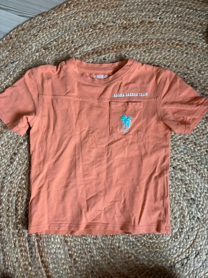 T-shirt mc orange Creeks imprimé 6 ans tbe