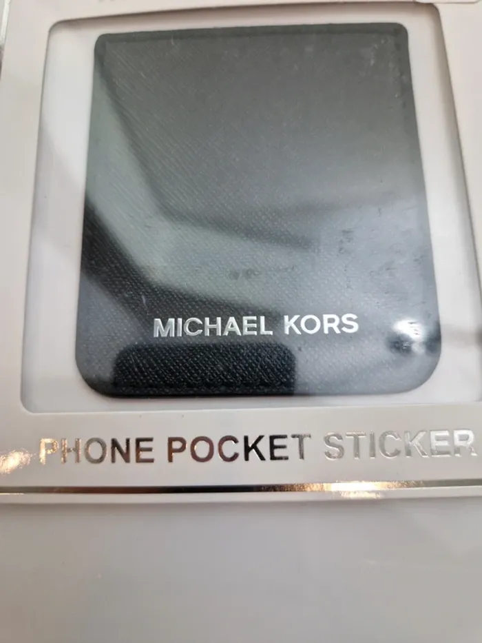 Michael Kors MK Saffiano Leather iPhone Samsung Pocket Sticker Card Holder Black - photo numéro 6