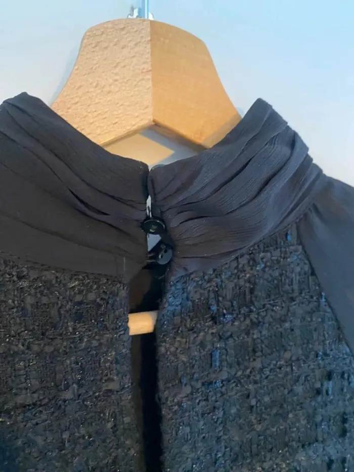 Robe tweed avec fleur au col noire Zara taille S - photo numéro 7