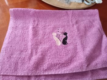 Serviette brodé chats 