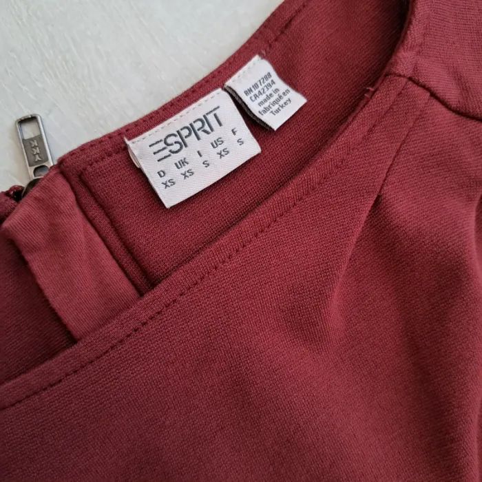 Robe basique - Esprit - Bordeaux - taille S - manches 3/4 - 100% coton - photo numéro 2