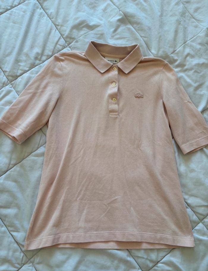Polo Lacoste femme M (38) slim fit – rose pâle – 100% coton – comme neuf - photo numéro 5