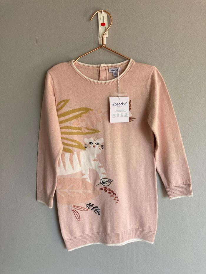 Robe pull fille 3 ans (98 cm) Absorba – Motif chat, neuve avec étiquette