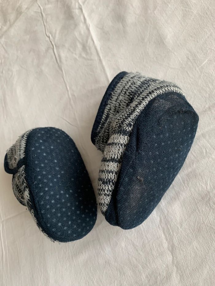 Pantoufles bébé étoile bleu marine gris t20-22😺 - photo numéro 4